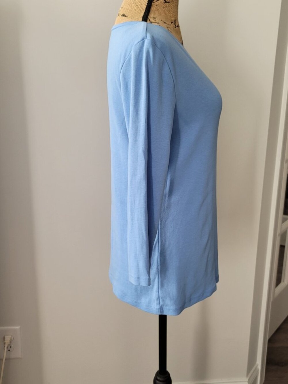 The Talbots Tee  Blue 3/4 Sleeve 100% Pima Cotton Womens Top Size Med - Picture 2 of 10